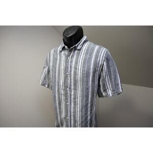 Banana Republic Linen Blend Button Up Shirt Slim Fit Short Sleeve Mens Sz Large